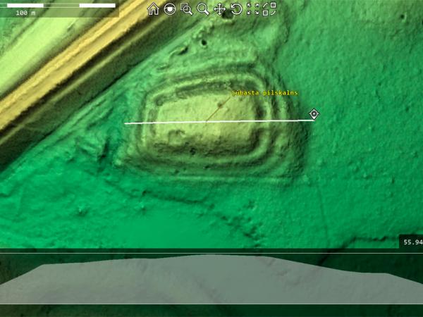 2021.g. jaunatklātā Ļūbastu pilskalna 3D modelis. Autors: Gatis Kalniņš. https://www.latvijas-pilskalni.lv/lubasta-pilskalns/