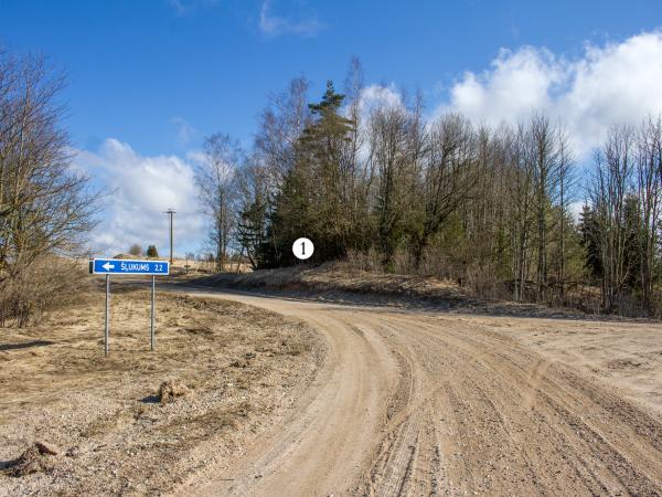 1. attēls. Mellīšu kroga vieta Alūksnes–Ziemeru–Veclaicenes ceļa labajā malā. 2022.g. 16.aprīlis. V.Grīviņa foto.